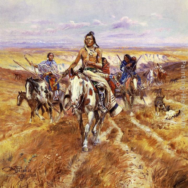 When the Plains Were His painting - Charles Marion Russell When the Plains Were His art painting